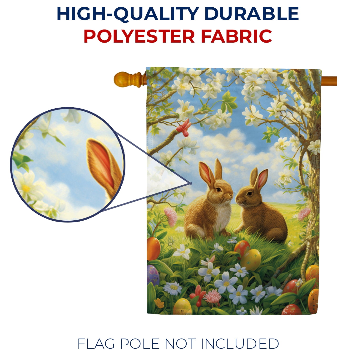 America Forever Easter Bunnies House Flag 28 x 40 inch Double Sided Rabbit Floral Farmhouse Flowers Spring Holiday Seasonal Easter Day Flags for Outdoor Yard Lawn Decoration