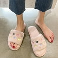 thumbnail image 2 of Xfvqtps Fluffy Slippers for Women Cute Flower Embroidery Winter Warm Open Toe Slip on Furry Cozy Indoor and Outdoor Plush Shoes Pink, 2 of 6