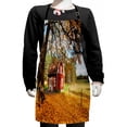 thumbnail image 1 of Fall Kids Apron, Quaint Traditional Red Swedish House Tranquil Environment Cottage Countryside Woods, Boys Girls Apron Bib with Adjustable Ties for Cooking Baking Painting, Multicolor, by Ambesonne, 1 of 2