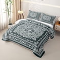 thumbnail image 3 of jejeloiu Moody Vintage Floral Bed Spread Queen For Men Women,Boho Print Queen Coverlet Set,Teal White,3pcs, 3 of 7