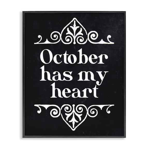 Stupell Industries Cottage Black October Has My Heart Black Framed Giclee Art, 11 x 14, by Lil' Rue