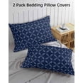 thumbnail image 3 of Navy Blue Pillow Covers Queen Size 2 Pack, Geometric Leaf Diamond Plaid Abstract Check Soft Bed Throw Pillowcases Breathable Cooling Long Lumbar Body Pillow Sham Cover for Bed Sofa 20''x30'', 3 of 7