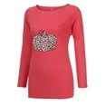 thumbnail image 4 of CHUANK T-Shirts Décontractés Grande Taille pour Femmes Manches Longues Automne Hiver Imprimé Ourlet Haut Bas T-shirt Raglan Rouge L, 4 of 5