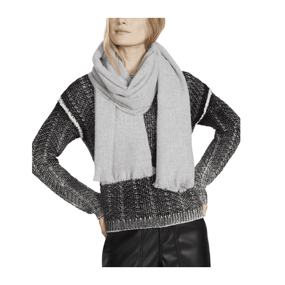 Steve Madden Women's Solid Twill Fringe-Trim Scarf - Heather Grey