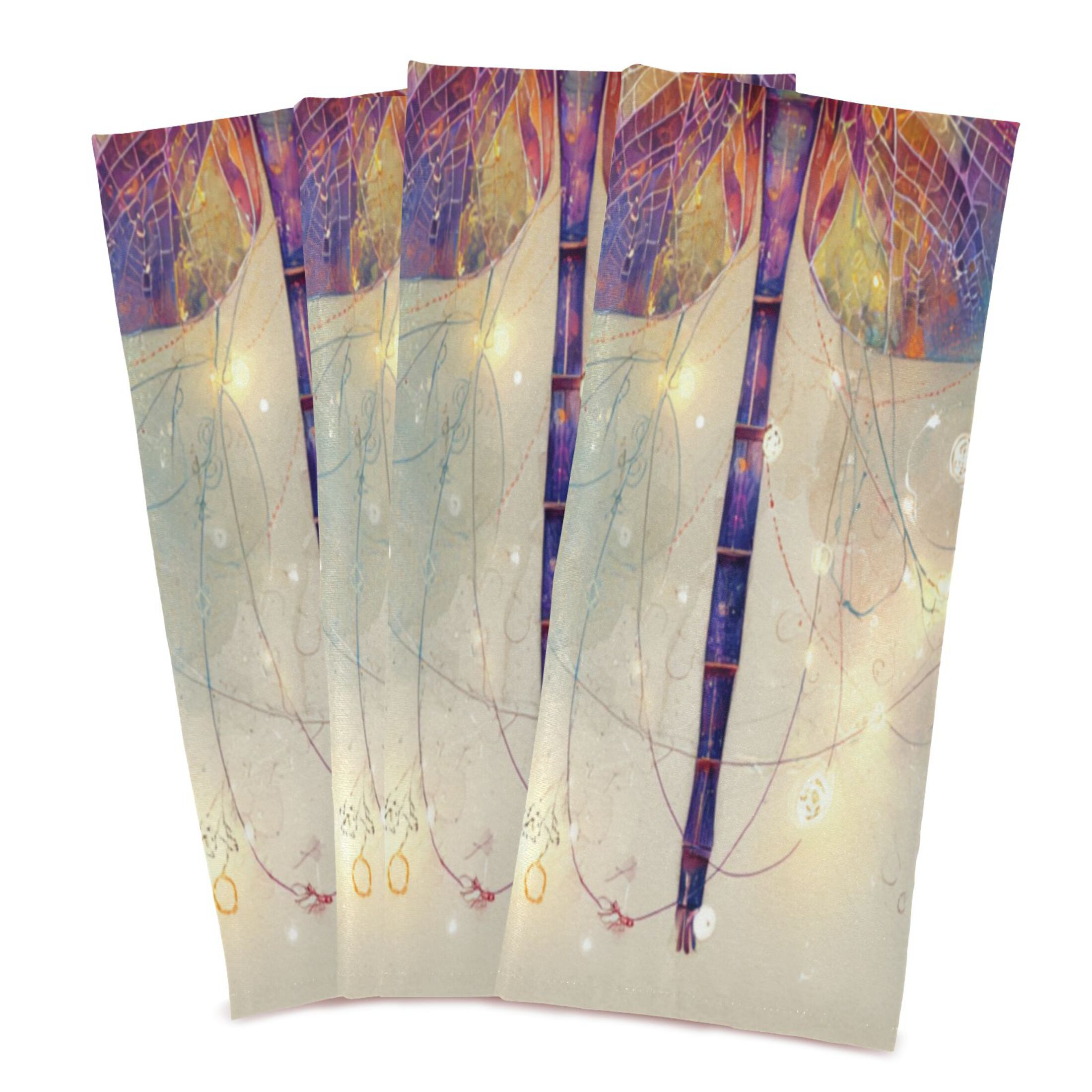 Qxltty Dreamy Dragonfly Kitchen Towels 28 x 18 Inch Set of 6 Soft Cotton Linen Feel Dish Towels with Hanging Loop for Drying, Cleaning & Decor