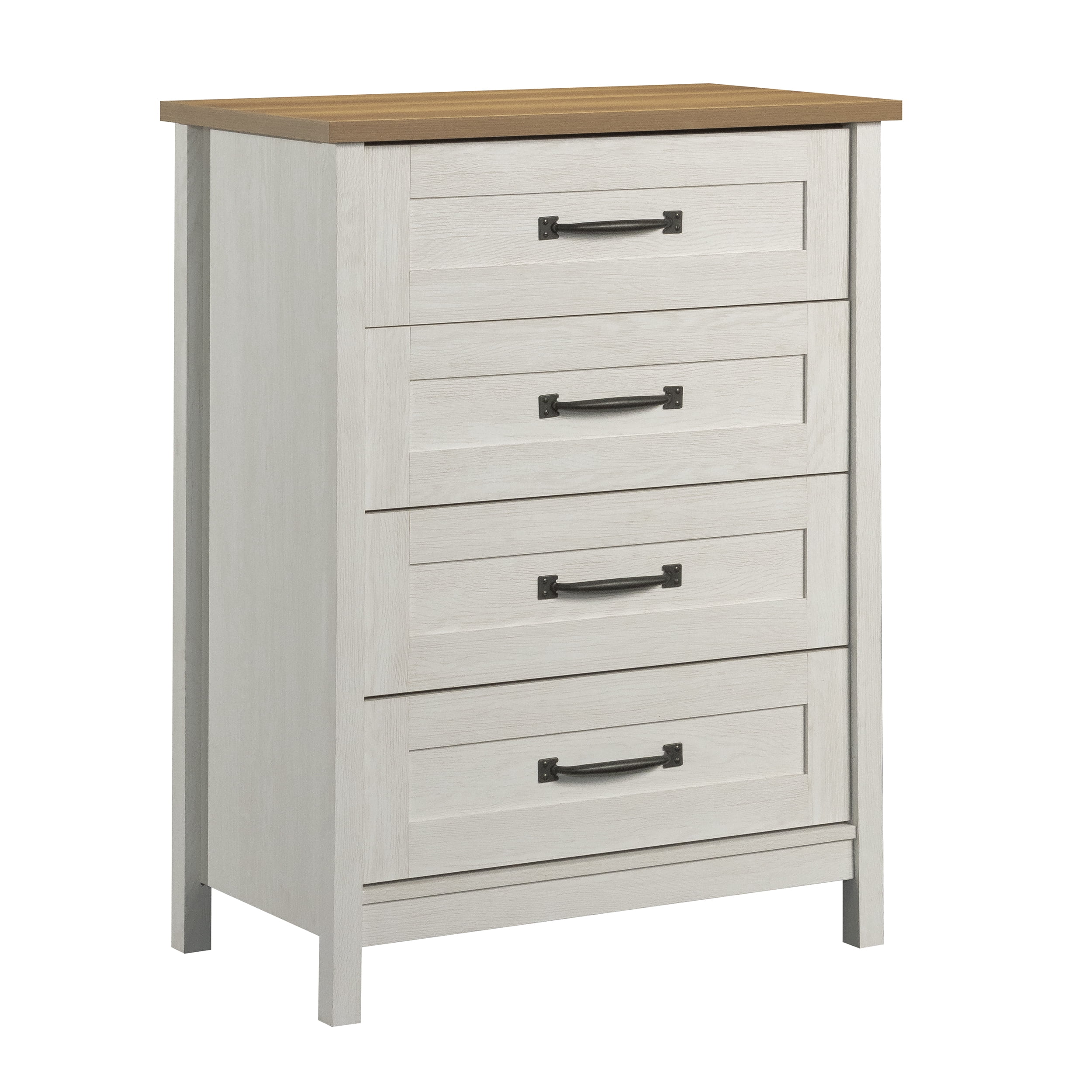 Better Homes & Gardens Modern Farmhouse 4-Drawer Dresser, Alabaster and Light Honey Finish