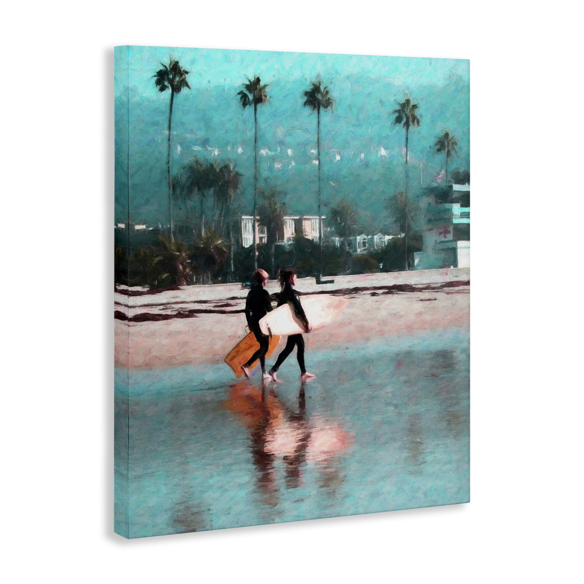 Stupell Industries Surfers Beach Break Sports Painting Wrapped Canvas Art Print Wall Art, 24 x 30