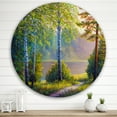 thumbnail image 2 of Designart 'Subtle Sunset Light Through The Trees I' Traditional Circle Metal Wall Art 29x29 - Disc of 29, 2 of 5