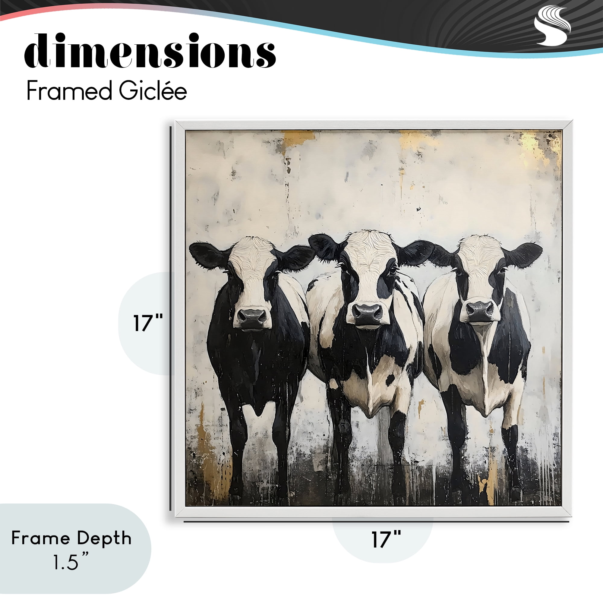 Stupell Industries Three Spotted Cows White Framed Giclee Art, design by Creative Studio