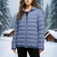 thumbnail image 2 of gbyLJF Womens Lightweight Hooded Down Jackets Solid Color Long Sleeve Quilted Puffer Coats Casual Full Zip Blouse with Pockets Winter Outwear, 2 of 6