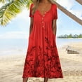 thumbnail image 2 of PEASKJP Women Summer Short Sleeve Midi Dress with Pockets Casual Aline Flowy Tshirt Dress Floral Vocation Beach Sundress,Red M, 2 of 5