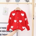 thumbnail image 2 of zbxnLI Toddler Girls Cardigan Heart Long Sleeve Knit Sweater Crew Neck Button up Cardigans for Little Girls, 2 of 6