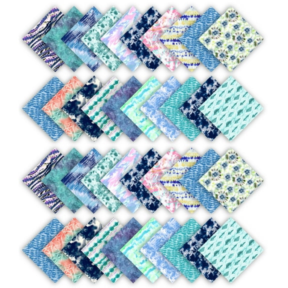 Soimoi Tie & Dye Print Precut 10-inch Cotton Fabric Quilting Squares Charm Pack DIY Patchwork Sewing Craft