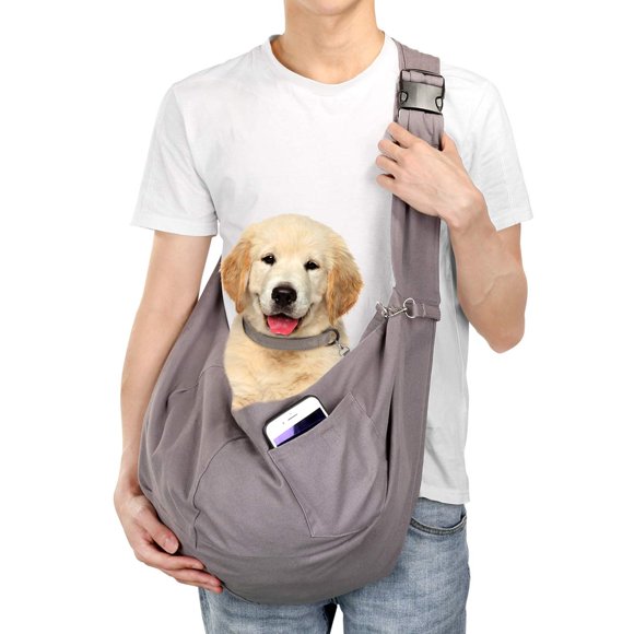 AGPTEK Sac Bandoulière pour Chien, Écharpe de Transport pour Chien et Chat, Écharpe de Transport Mains Libres pour Chien, Sac de Transport Sécuritaire pour Animal, Plus Grand pour Convenir aux Chiens Moyens et C