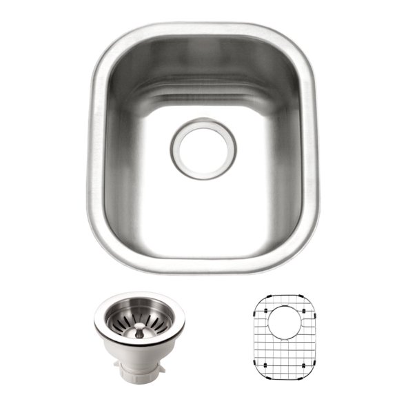 Houzer Club 14 in Stainless Steel Undermount Single Bowl Bar Sink with Strainer and Grid - CS-1407-C