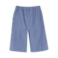 thumbnail image 5 of JJHGVB Cotton Linen Capris for Women Women Linen Shorts Beach Cropped Trousers Resort Wear for Women 2026 Dress Shorts for Women Cotton Linen Pants Below the Knee Pedal Pushers for Women Blue 1 L, 5 of 9