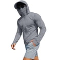 thumbnail image 2 of Mens Sun Protection Hoodie Face Mask Full Zip Long Sleeve Quick Dry Lightweight Shirt with Thumb Holes for Fishing Hiking Outdoor,S,Gray, 2 of 6