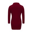 thumbnail image 3 of DYMADE Femmes Sexy Col Haut Couleur Unie Manches Longues Robe Moulante, 3 of 3