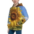 thumbnail image 2 of Fotbe Sky Golden Sunflower Field A Pattern Youth Pullover Hooded Sweatshirt, Boys Hoodie, Kangaroo Pocket Hoodie for Kids Girls -Large, 2 of 6