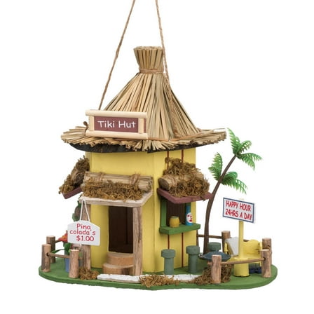 Zingz & Thingz Multicolored Wooden Tropical Tiki Hut Birdhouse