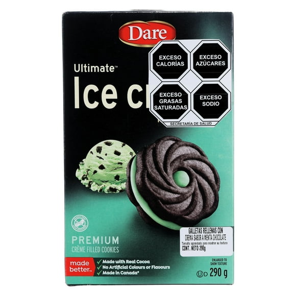 Galletas con relleno sabor helado de menta con chocolate Dare Ultimate de 290 gramos