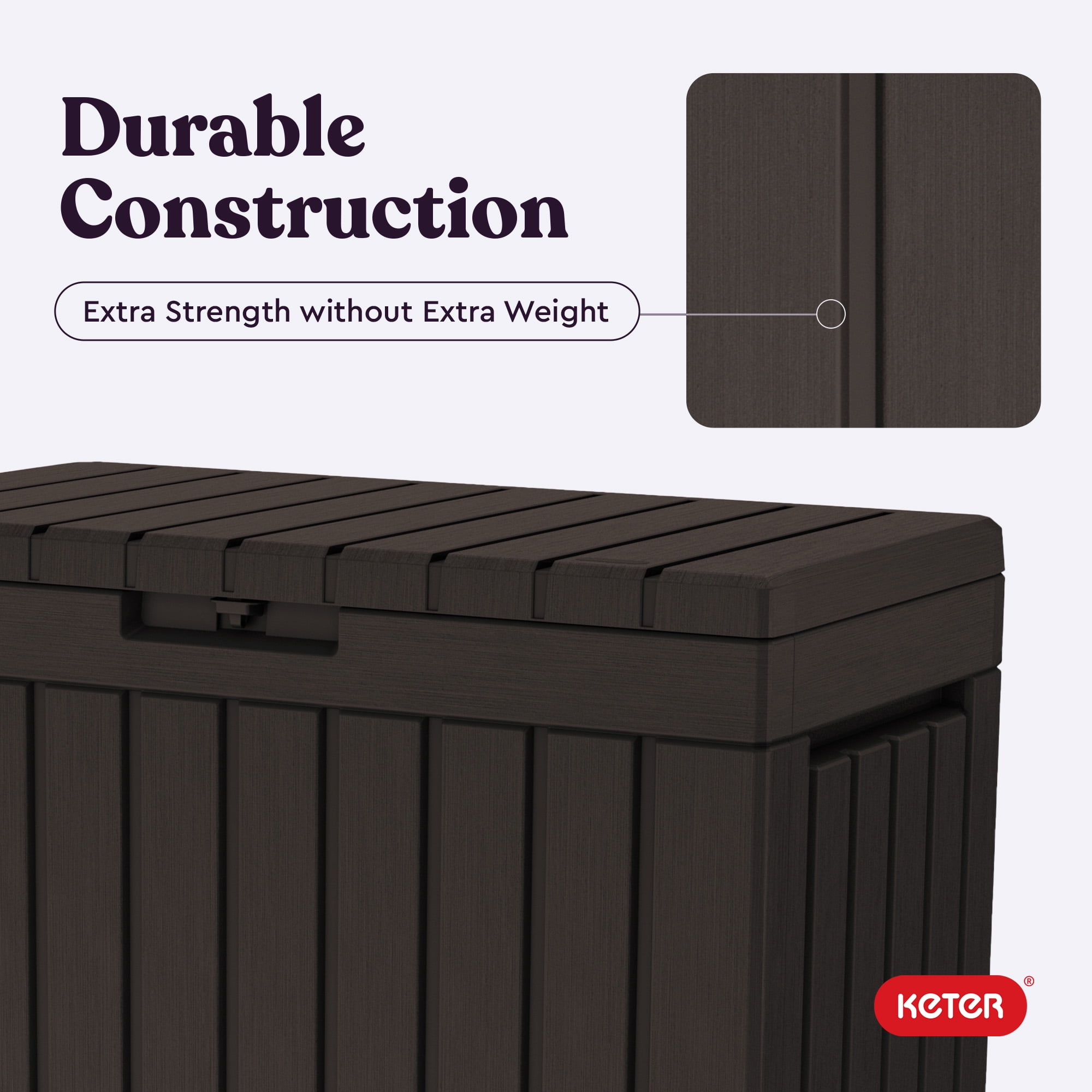 Keter Kentwood 50 Gallon Durable Resin Outdoor Deck Box Storage Organization, Brown