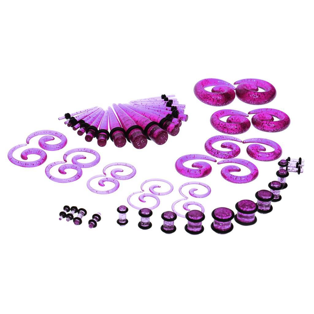 Purple Jelly UV Acrylic Straight Taper Stretcher Expander Gauge Ear PlugPiercing 