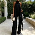 thumbnail image 3 of Quixlent Women's Chiffon 2 Piece Sets, Asymmetrical Halter Sleeveless Tops with Wide Leg Pants Summer Outfits, Casual Vacation Lounge Matching Set, 3 of 8