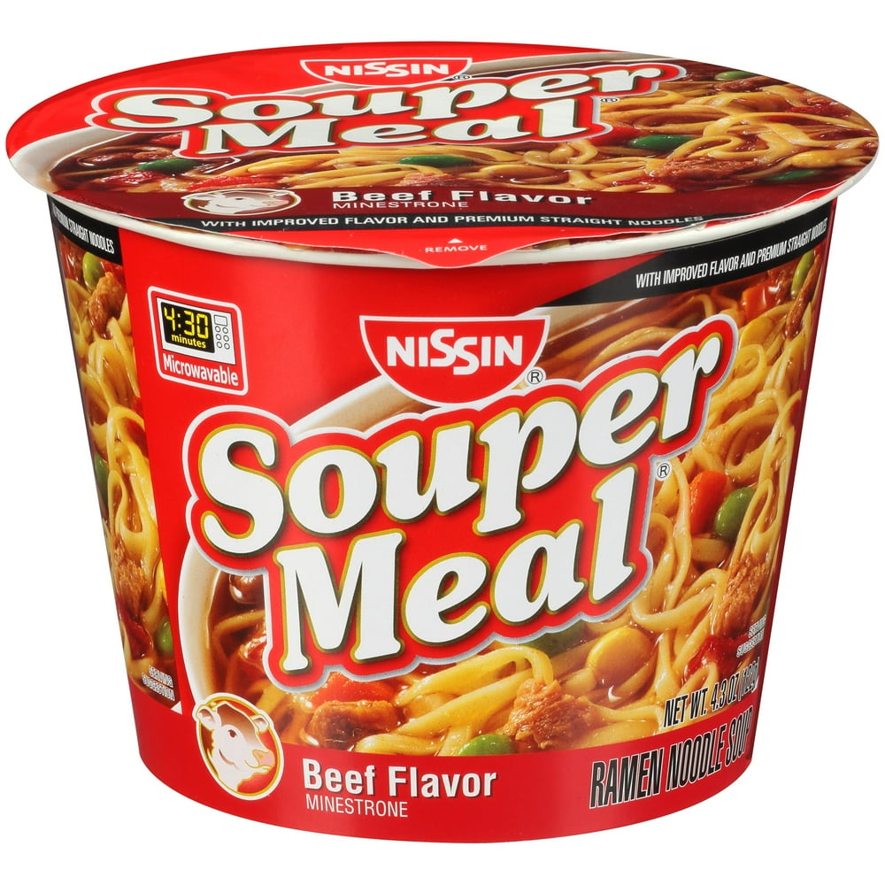 Nissin Souper Meal Beef Flavor Minestrone Ramen Noodle Soup, 4.3 oz