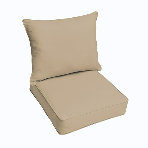 Sorra Home Beige Indoor/Outdoor Deep Seating Pillow and Cushion Set, Corded