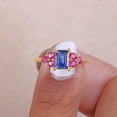 thumbnail image 2 of Prong Set Blue Sapphire 925 Starling Silver Band Ring, Trio Ruby Yellow Plated Handmade Fine Jewelry Ring, Septamber Sapphire Birthstone Month Ring, Anniversary, Engegment Fing Jewelry Gift For Wife, 2 of 5
