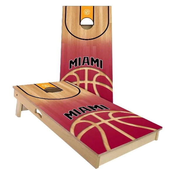 Skip's Garage | Miami Basketball Cornhole Board Set | Includes Boards & Bags | Choose Your Size & Accessories