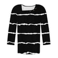 thumbnail image 5 of Ashirexll Womens Summer Tops Fashion 3/4 Sleeve Blouses Crew Neck Stripe Print T-Shirt Loose Casual Shirts Tees Black XL, 5 of 5