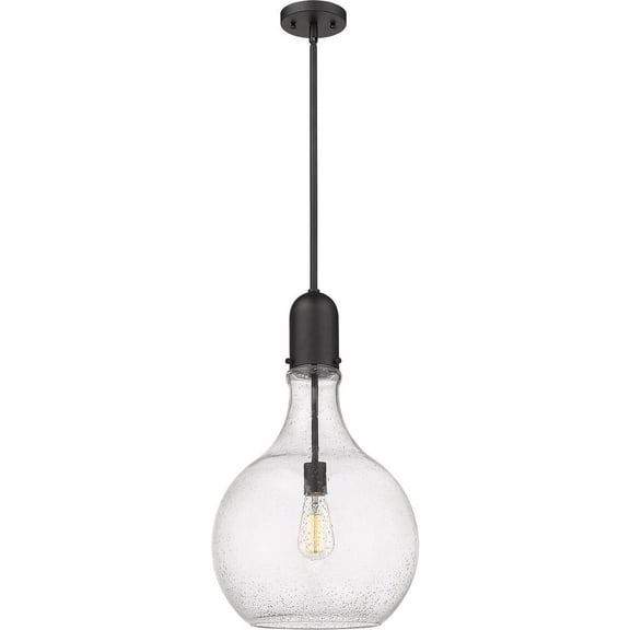 492-1S-BK-G584-14 Innovations Lighting Amherst - 1 Light Pendant In Industrial Style-22.75 Inches Tall and 13.75 Inches Wide-Matte Black Finish-Seedy