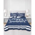 thumbnail image 2 of Quilts Queen Size Bedding Set, Navy Blue Stripes Reversible Summer Quilt 3 Pieces, Farmhouse Striped Modern Art Lightweight Bedspreads Coverlets with 2 Pillow Shams for All Seasons, 2 of 5