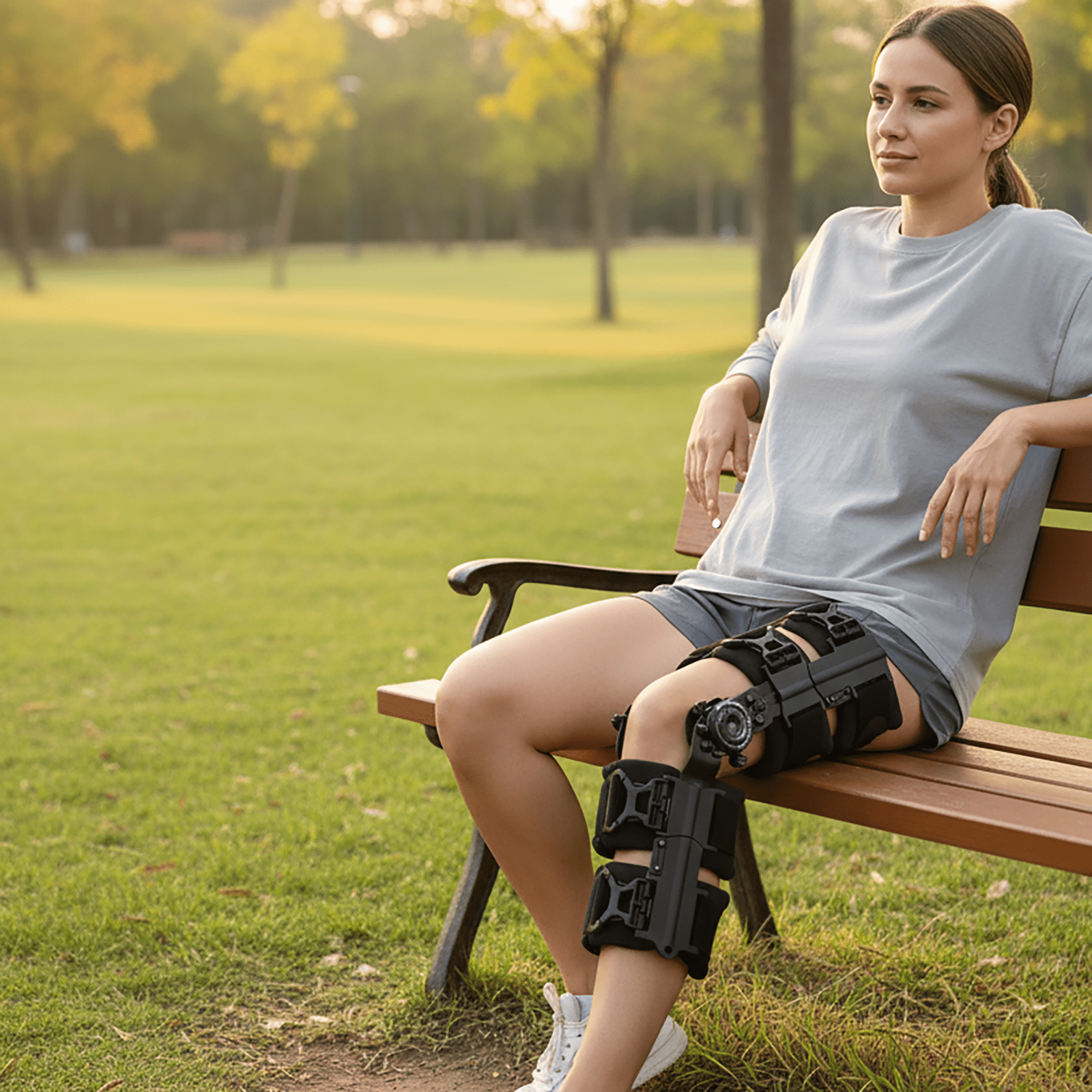 Komzer Hinged ROM Knee Brace with Double Side Stabilizers & Locking Dials, Post Op Knee Immobilizer for Arthritis ACL MCL PCL Meniscus Tear Injurie/Knee Pain Medical Orthopedic Support