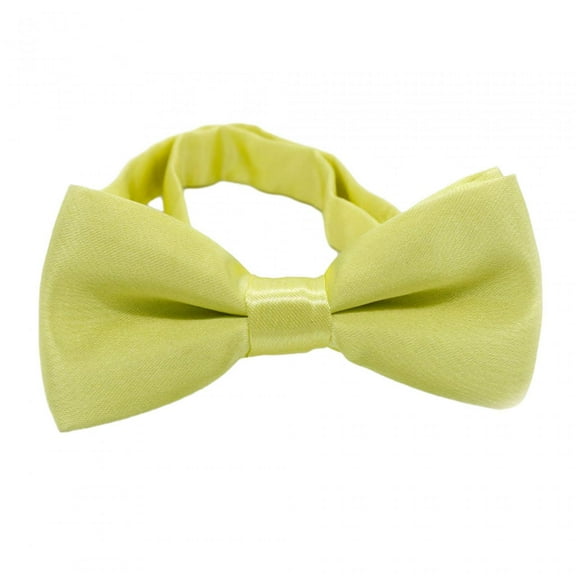 PETSOLA Adjustable Bow Ties Kids Bow Tie Solid Color Polyester Versatile Pre Tied Bow Tie Neck Bowties for Anniversary Prom Birthdays Yellow Green