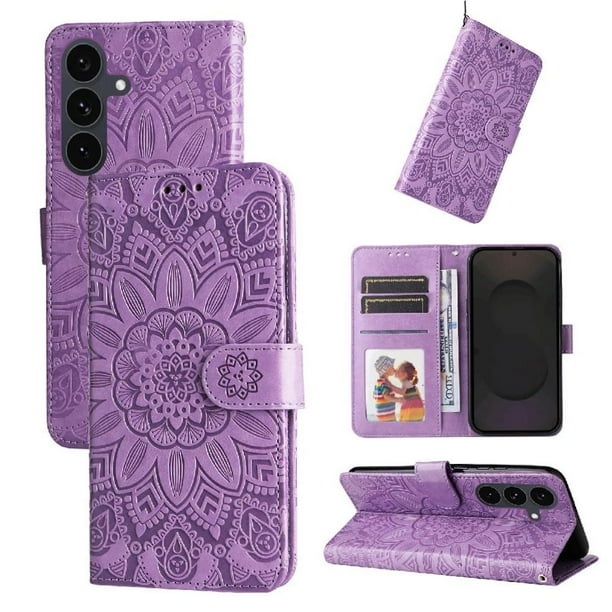 Funda tipo cartera GANGXUN para Samsung Galaxy S25 FE , diseño girasol, cuero PU, soporte, cierre magnético, tarjetero