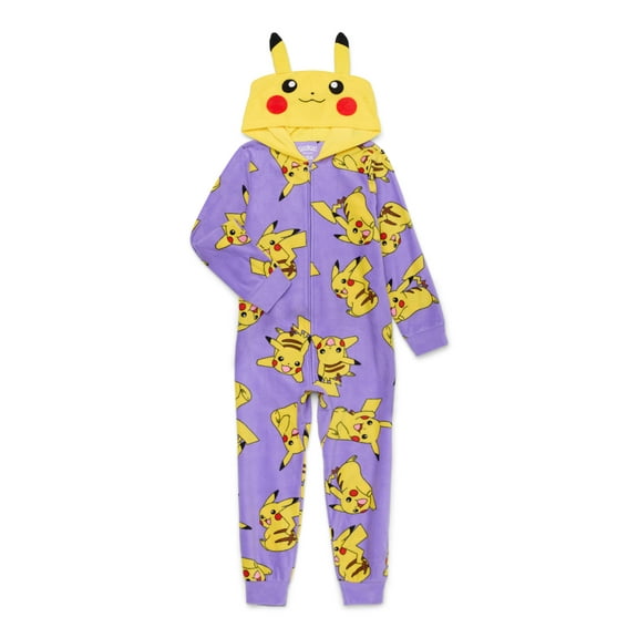 Pokémon Girls Hooded Union Suit Pajamas, Sizes 4-12