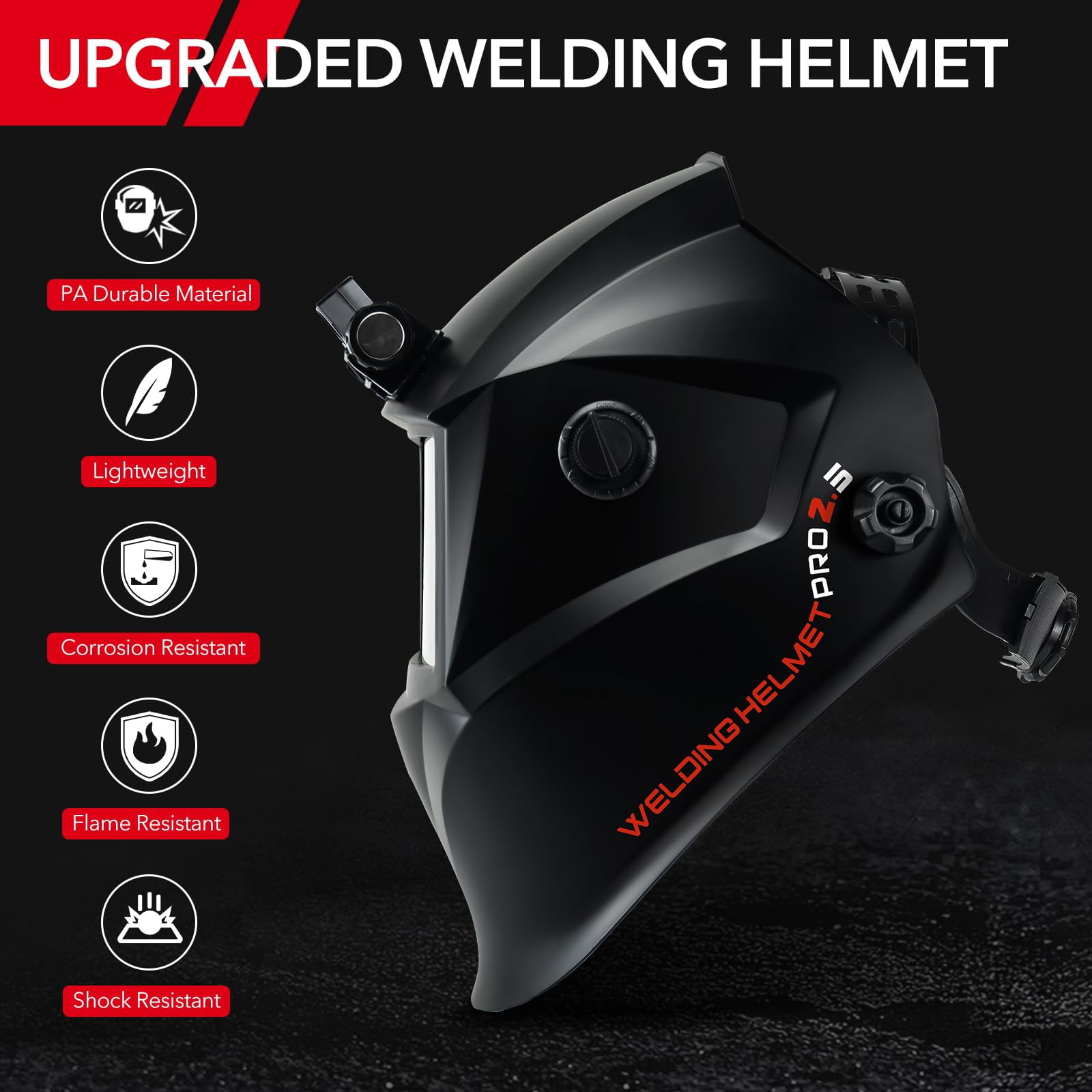 Welding Hood Auto Darkening Welding Helmet with Light True Color 1/1/1/2 Top Optical Clarity Wide Shade 9-13 Welding Mask with Grinding Weld Helmet