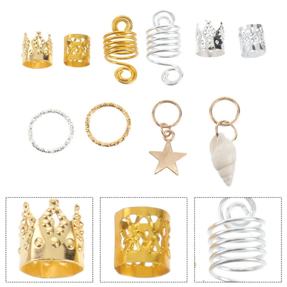 MLINS Assorted Color Metal Dreadlock Rings Hair Cuffs Durable Hair Accessory for Decoration 90pcs