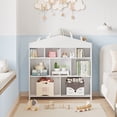thumbnail image 3 of Toy Storage Organizer 9-Cubby Kids Bookshelf 40.7in Width White Bookcase Toddlers Playhouse Cabinet Shelf for Boys Girls Wooden Cubby Storage Toy Shelf for Playroom, Nursery, Kids Room, 3 of 9