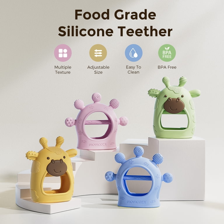Momcozy, Baby Teether, S, Silicone Giraffe Green Infant 0-12