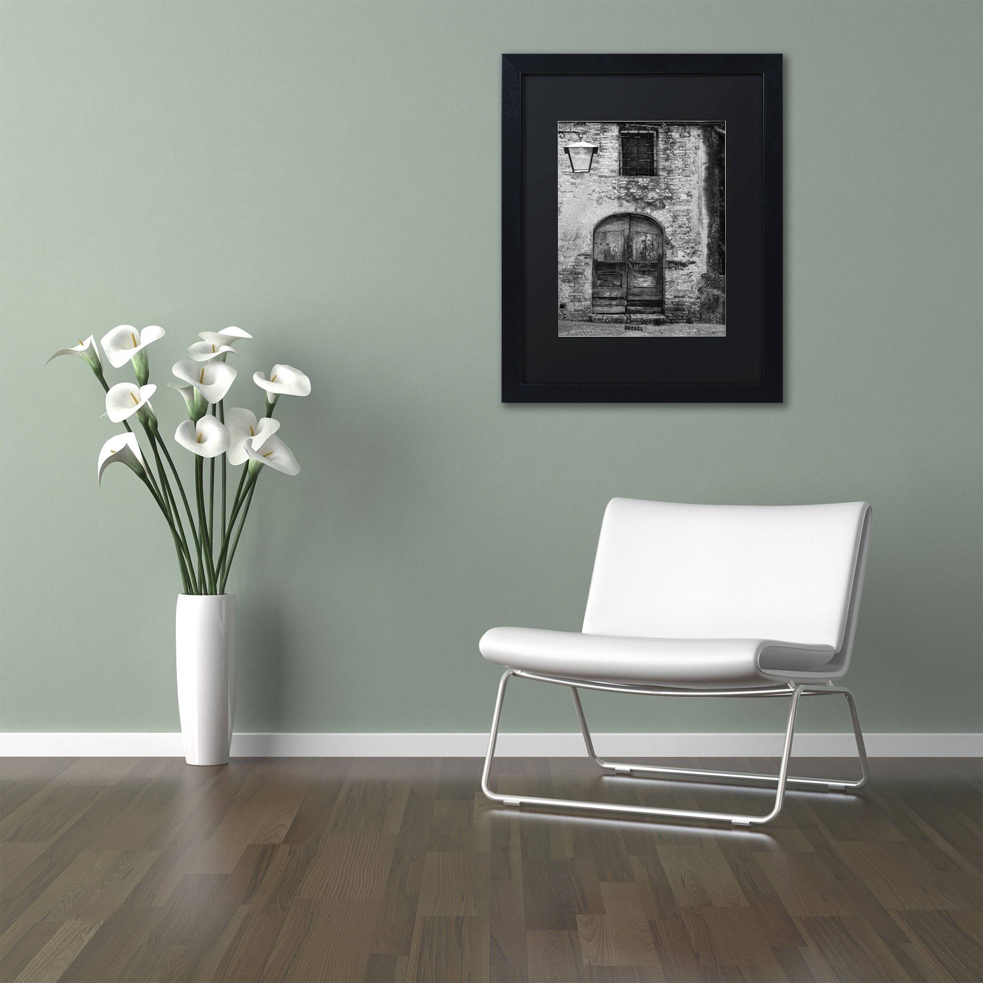 Trademark Fine Art "San Gimignano Door" Canvas Art by Moises Levy Black Matte, Black Frame