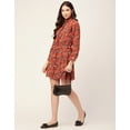 thumbnail image 5 of Moomaya Women Printed Cotton Dress Ruffled Collar Cuffed Sleeves Belted Mini Dress, 5 of 8