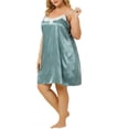 thumbnail image 5 of Agnes Orinda Women's Plus Size Lace Trim Sleeveless Cami Slip Print Pajamas Nightgowns, 5 of 7