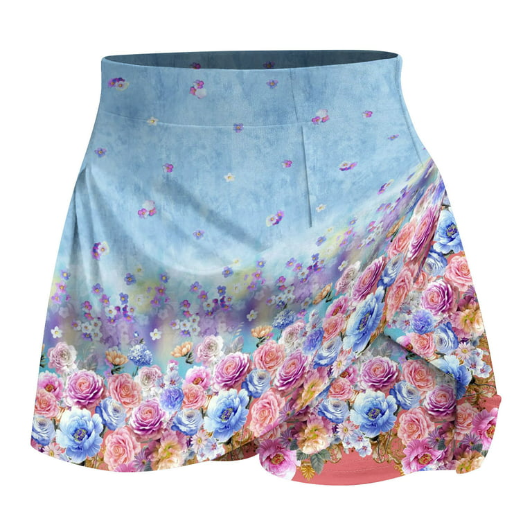 HTNBO Skorts Skirts for Women Summer Athletic Stretchy Elastic