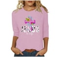 thumbnail image 2 of EGNMCR Easter T-Shirts à Imprimé T-Shirts Graphiques pour Femmes Chemises pour Femmes Mode pour Femmes Easter Jour Fleur Oreilles de Lapin T-shirt à Imprimé Manches 3/4 Blouse Col Rond Hauts Décontractés Femmes T-Shirts, 2 of 4