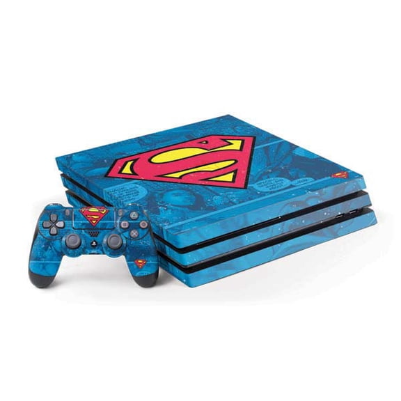 Skinit DC Comics Superman Logo Background Pattern PS4 Pro Bundle Skin