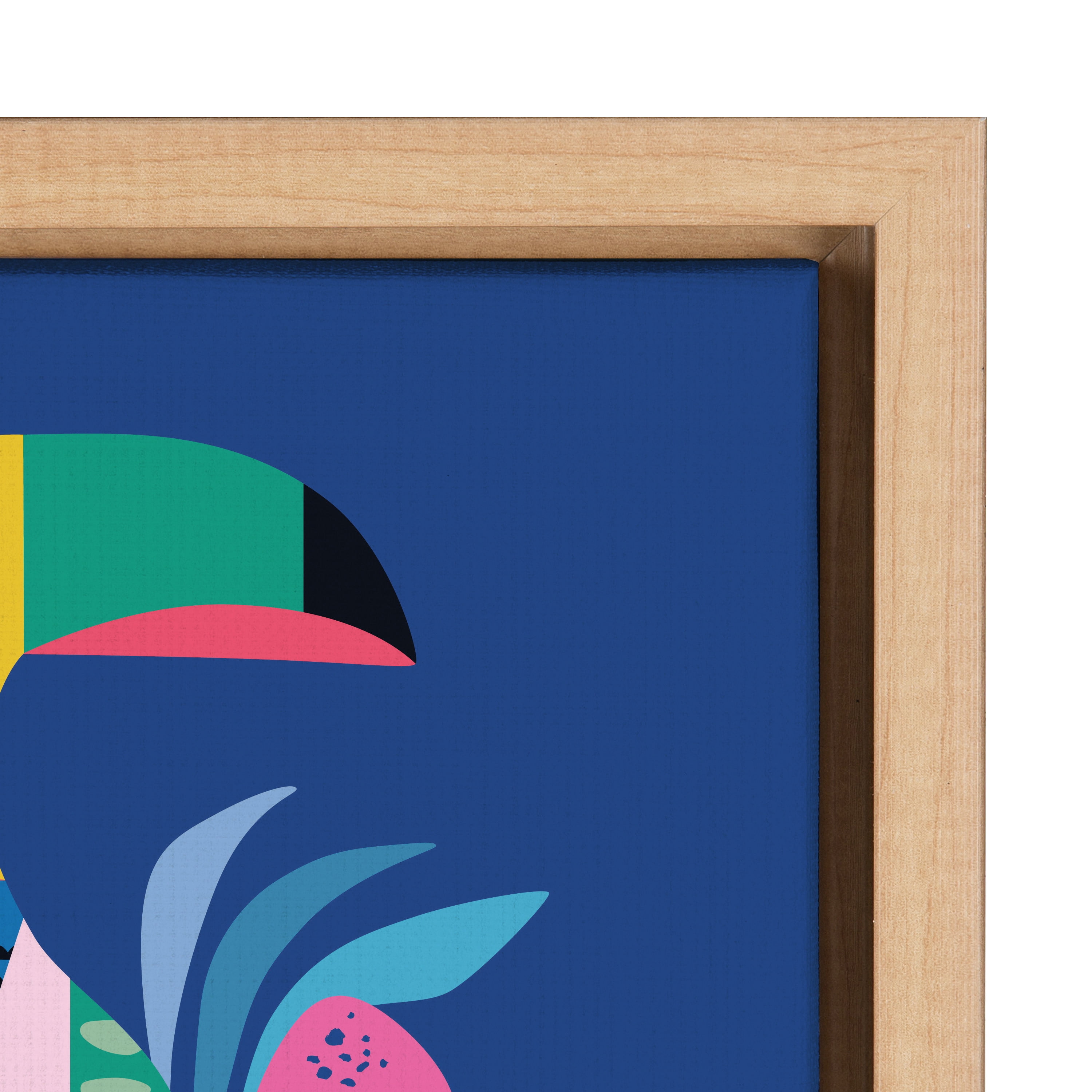 Kate and Laurel Sylvie Mid Century Modern Hibiscus Framed Canvas Wall Art by Rachel Lee of My Dream Wall, 18x24 Natural, Colorful Tropical Art for Wall